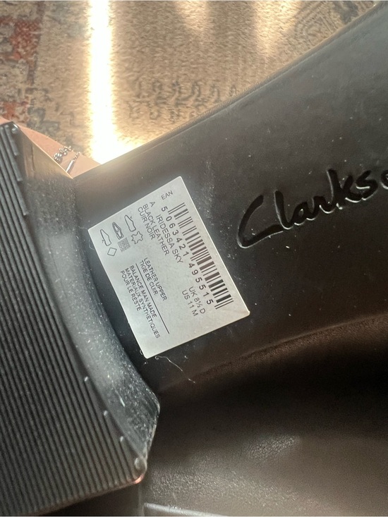 Clarks Black Penny Loafers with Low Block Heel